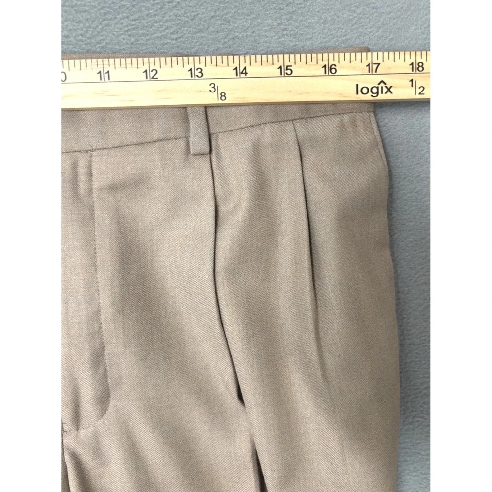 Louis Raphael Rosso Tan Pleated Cuffed Slacks Mens 34x30 Khaki Dress Pants